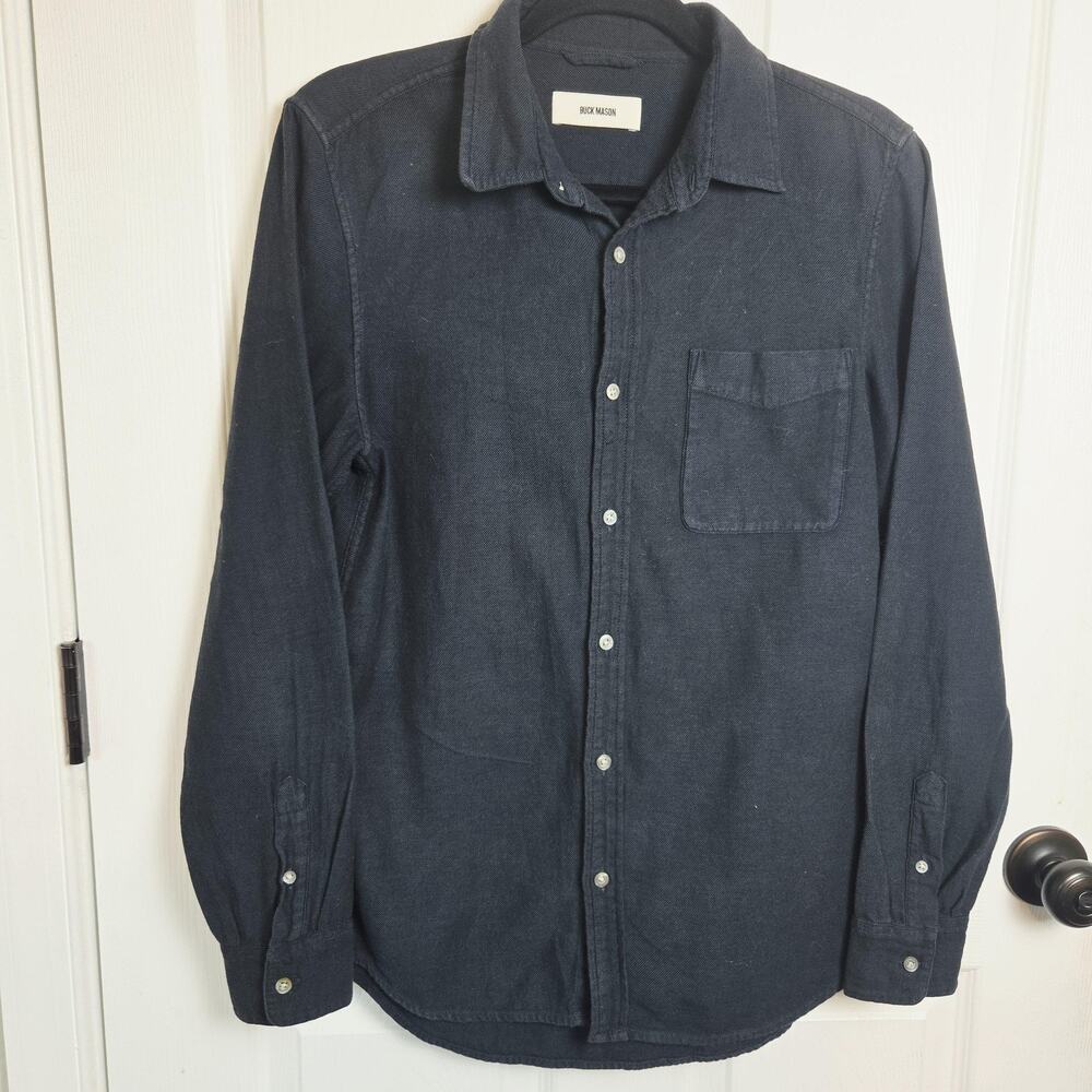 Buck Mason Shirt Mens XS Blue Cotton Twill Button Up Long Sleeve Pocket Casual